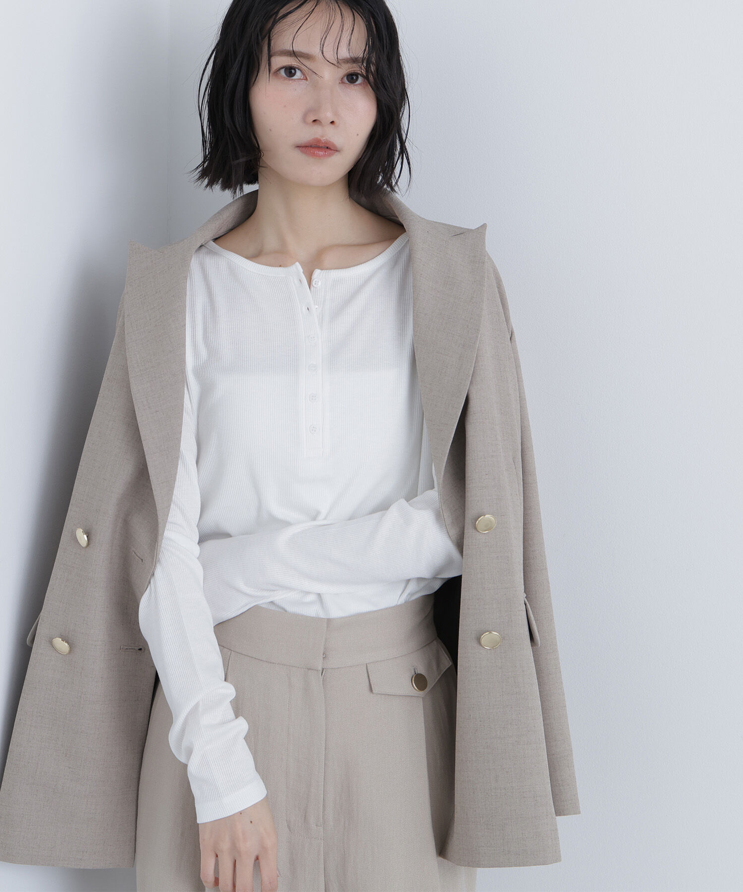  「〈N.〉ヘンリーネックカットソー」|Tシャツ・カットソー|オフホワイト1