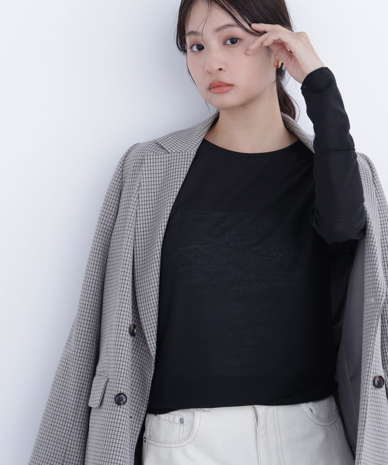  「〈N.〉シアーメロウカットソー」|Tシャツ・カットソー|ブラック