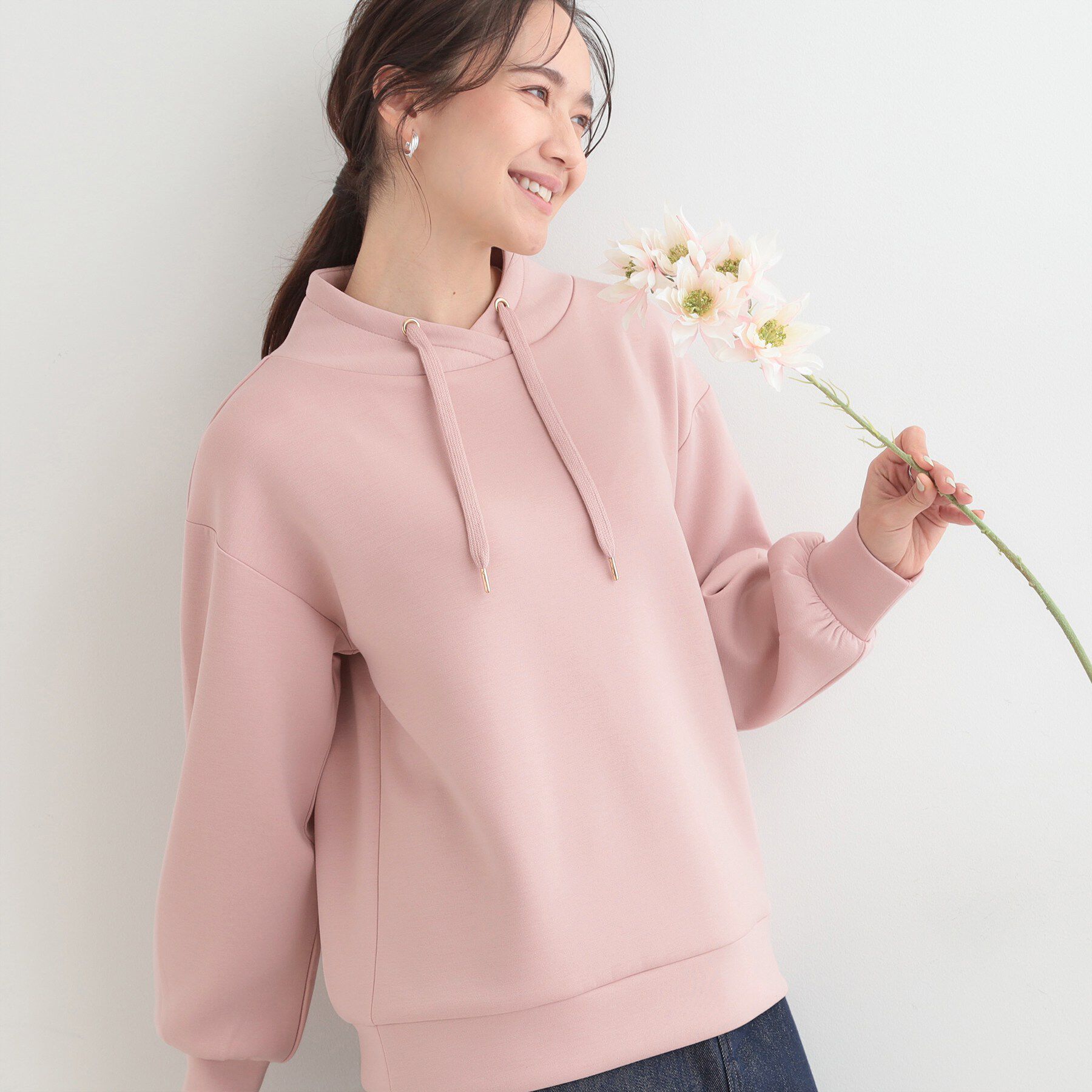 SHOO･LA･RUE「【S-LL】なめらかタッチ もちさら ニュアンス襟トップス」|Tシャツ・カットソー|ライトピンク(070