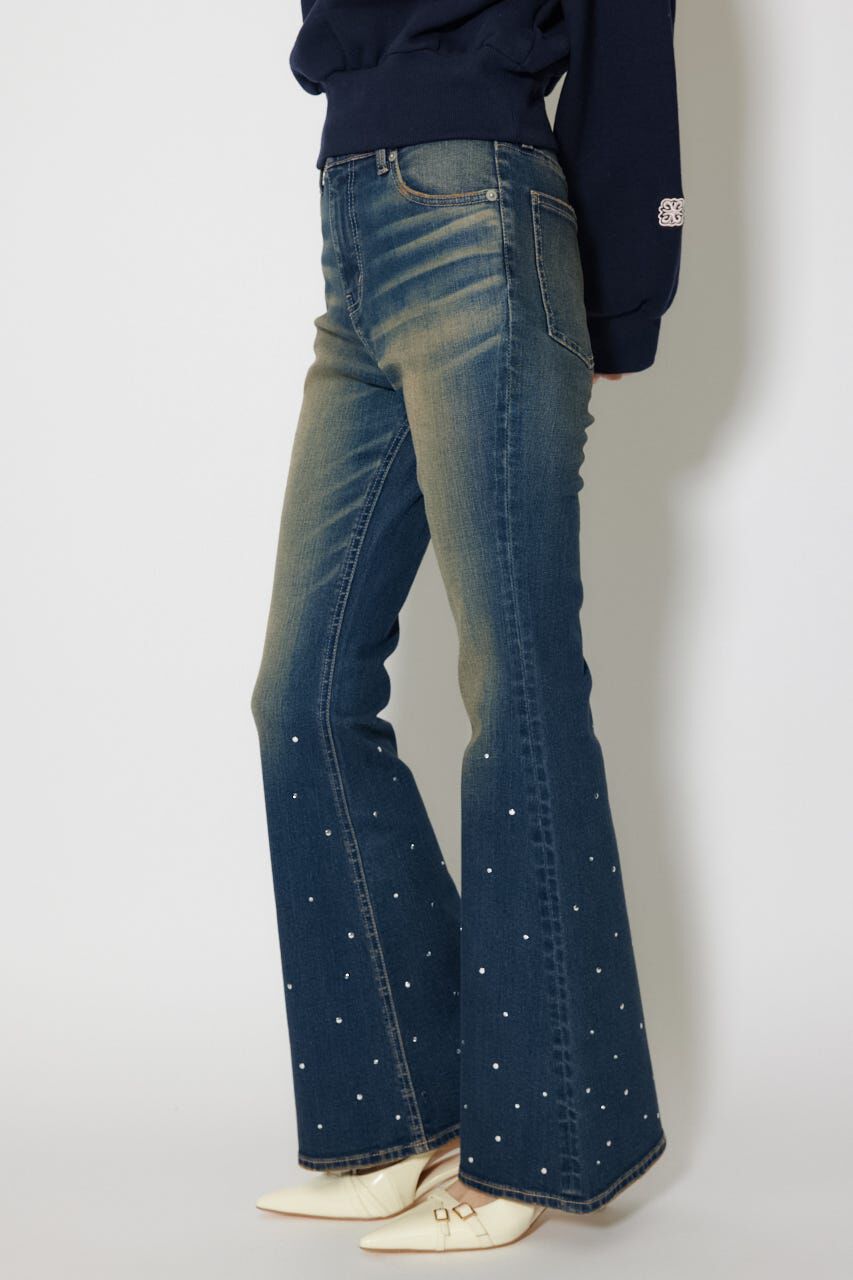 rienda「ビジュージャストウエストフレアデニムパンツ」|デニム|