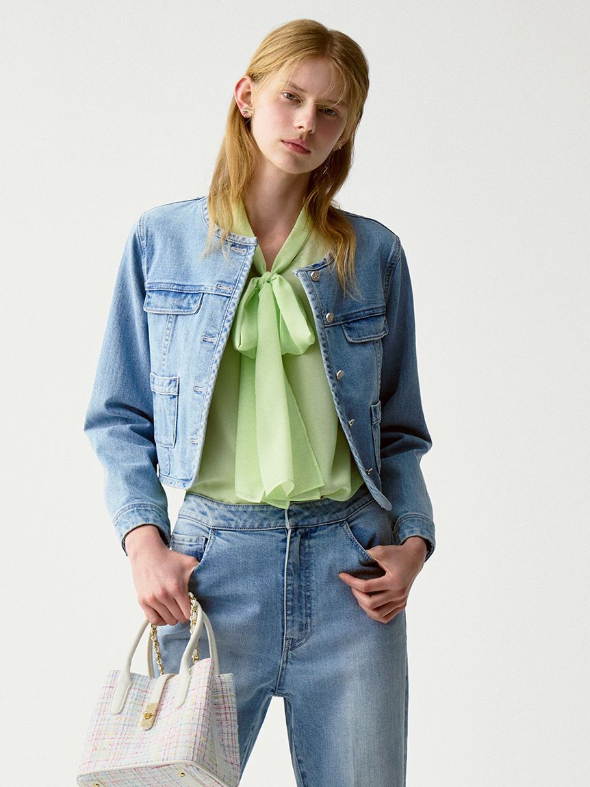 CELFORD「ノーカラーデニムジャケット」|デニムジャケット|