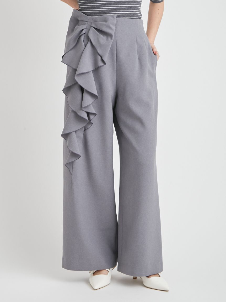 CELFORD「【洗える】リボンワイドパンツ」|チノ|