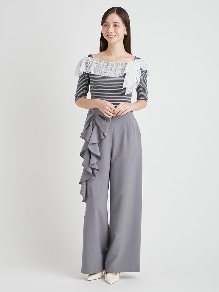 CELFORD「【洗える】リボンワイドパンツ」|チノ|