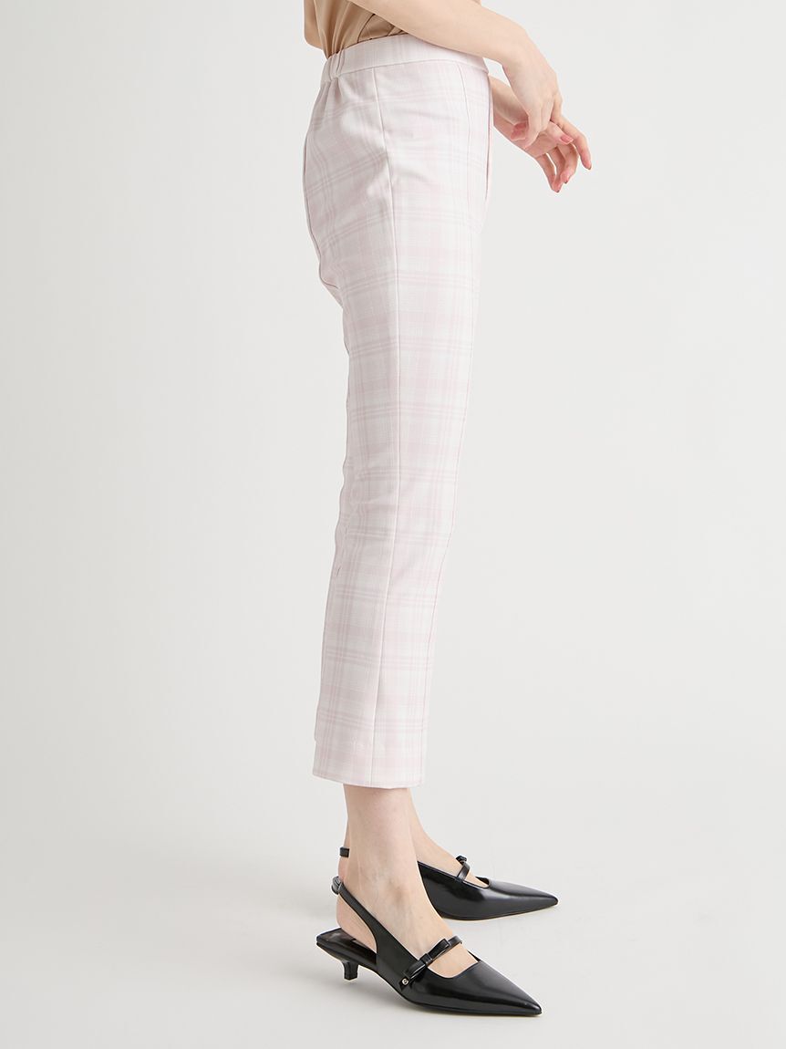 CELFORD「【洗える】チェック柄ストレッチフレアカプリパンツ」|チノ|