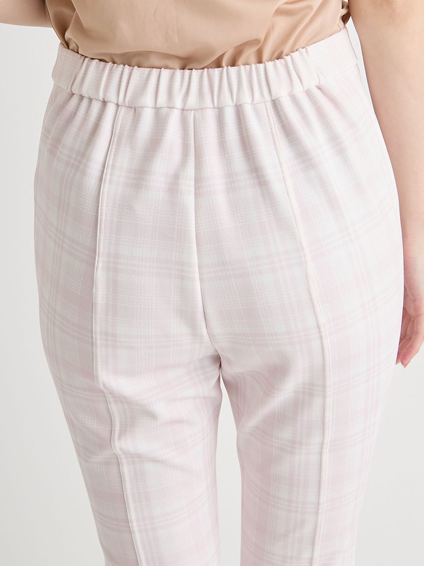 CELFORD「【洗える】チェック柄ストレッチフレアカプリパンツ」|チノ|