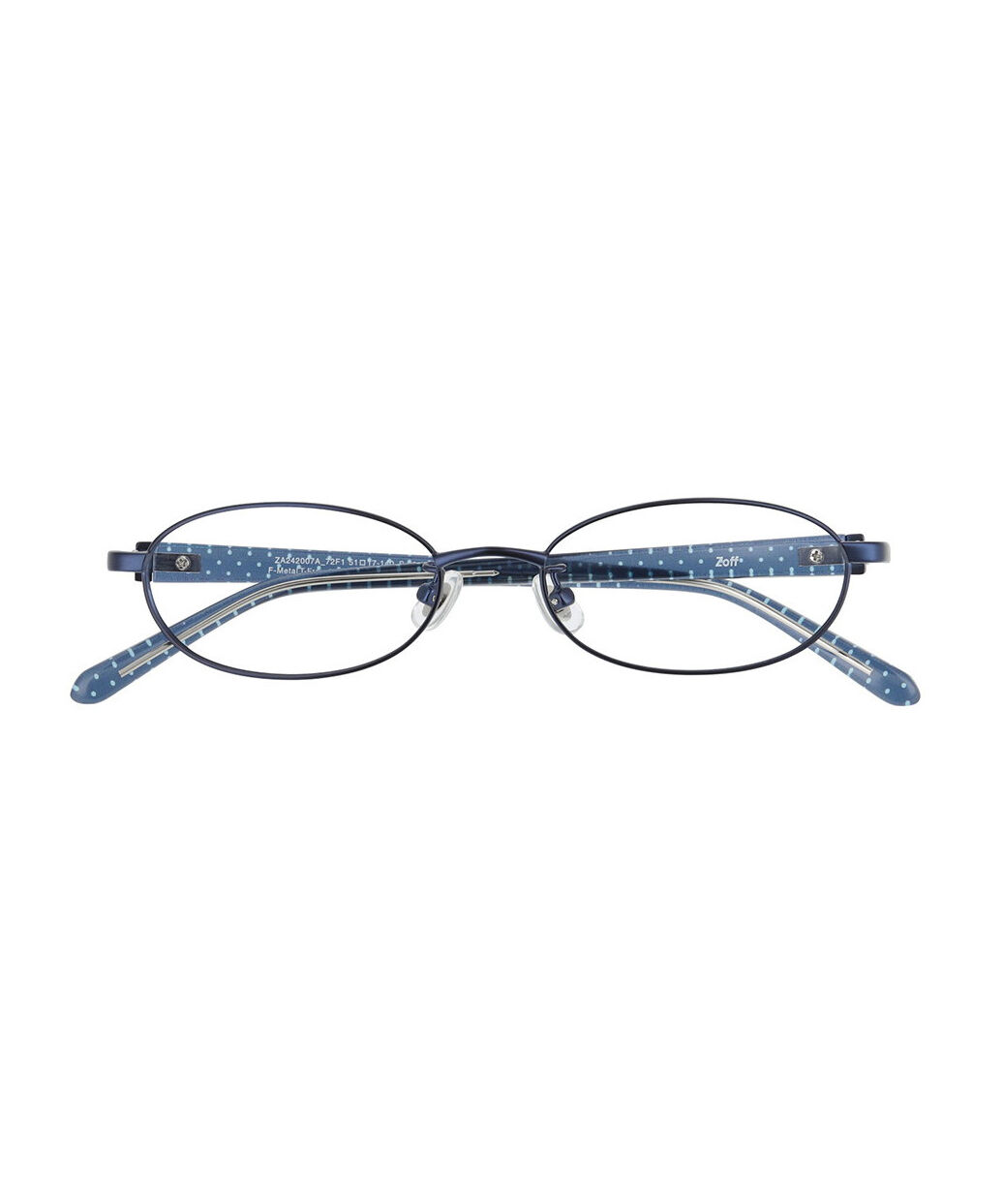  「【アウトレット価格】オーバル型 メガネ｜メタル&times;プラスチック ドット柄 水玉 可愛い レンズ交換券付き」|メガネ|