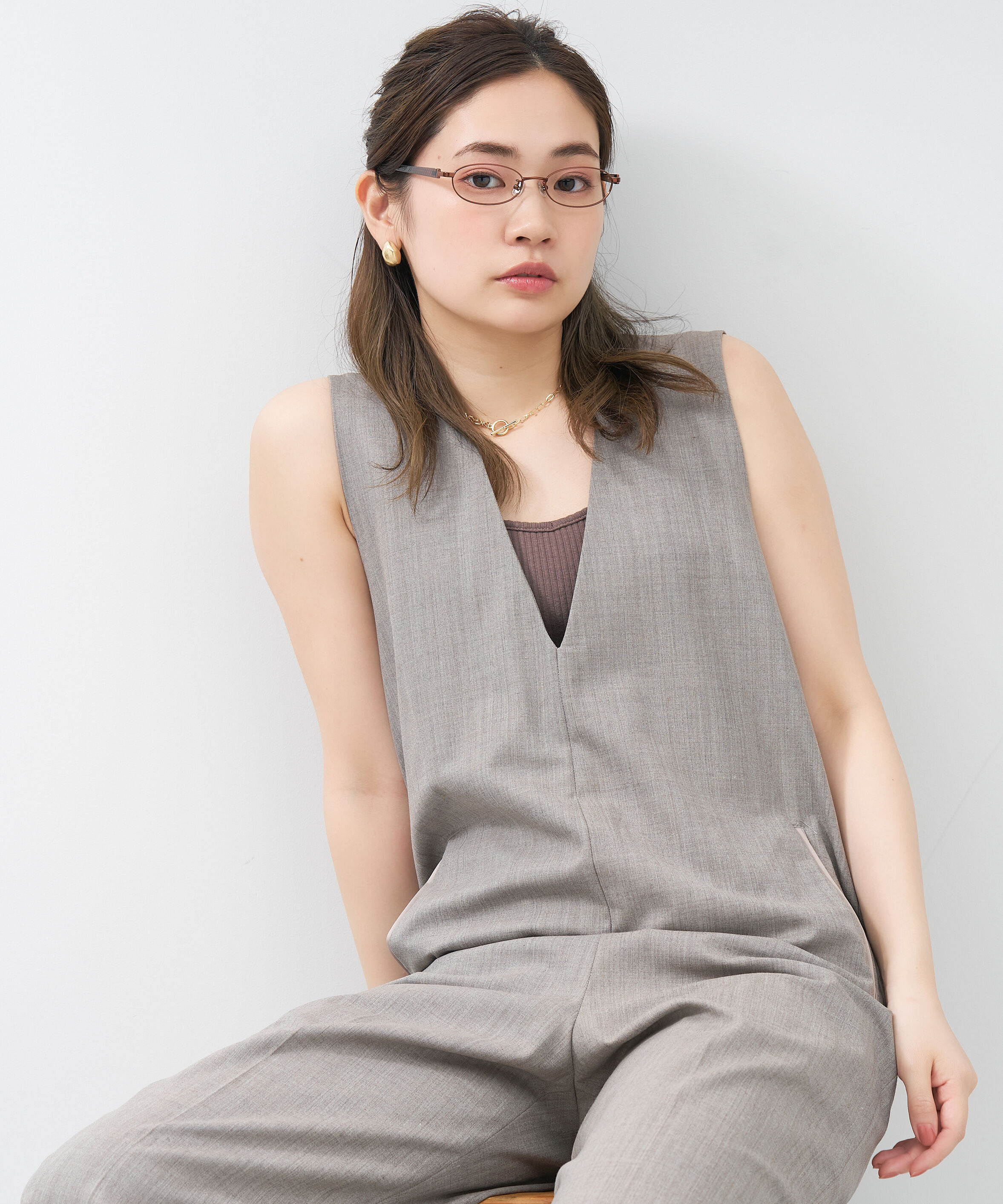  「【アウトレット価格】オーバル型 メガネ｜メタル&times;プラスチック ドット柄 水玉 可愛い レンズ交換券付き」|メガネ|