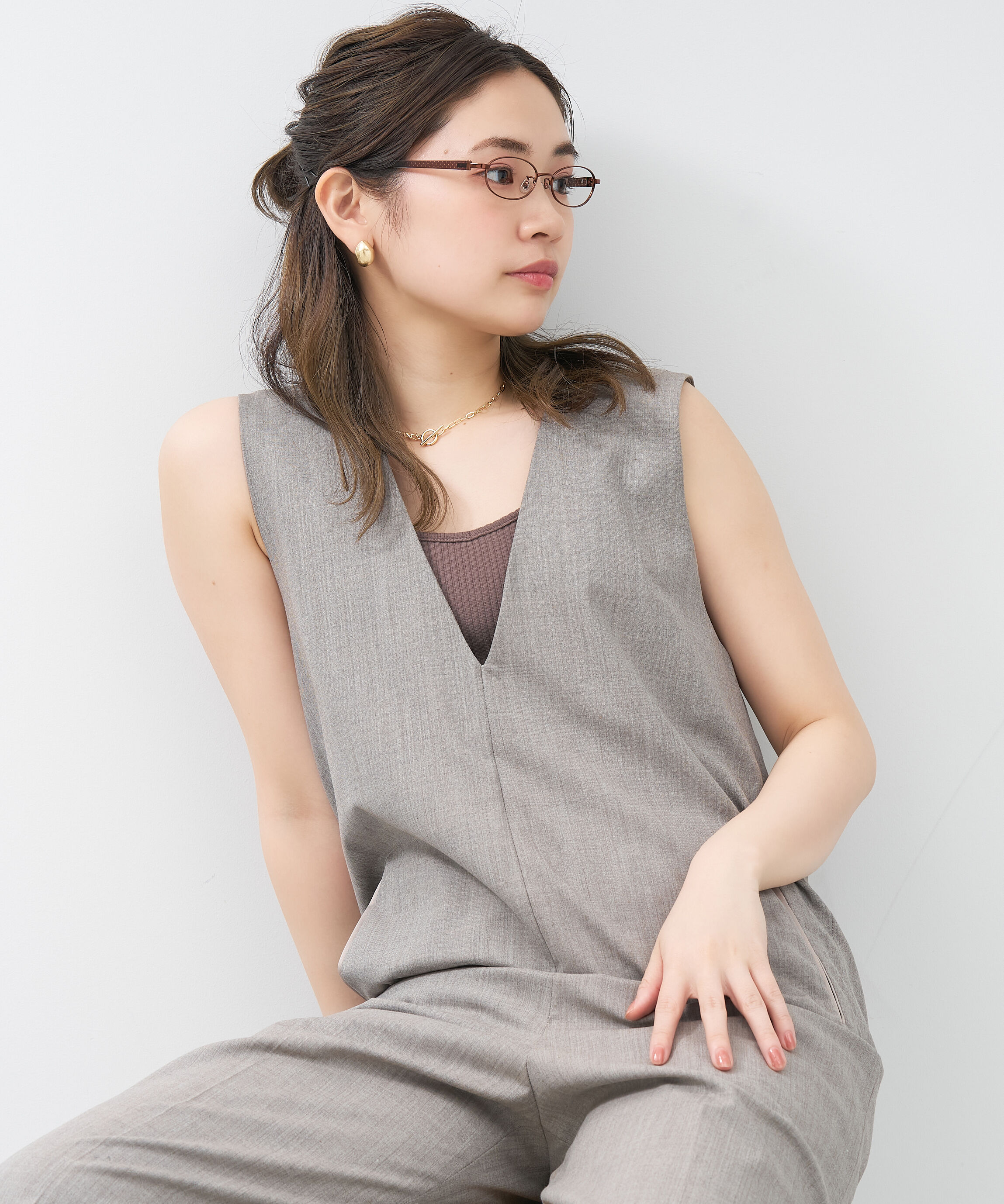  「【アウトレット価格】オーバル型 メガネ｜メタル&times;プラスチック ドット柄 水玉 可愛い レンズ交換券付き」|メガネ|