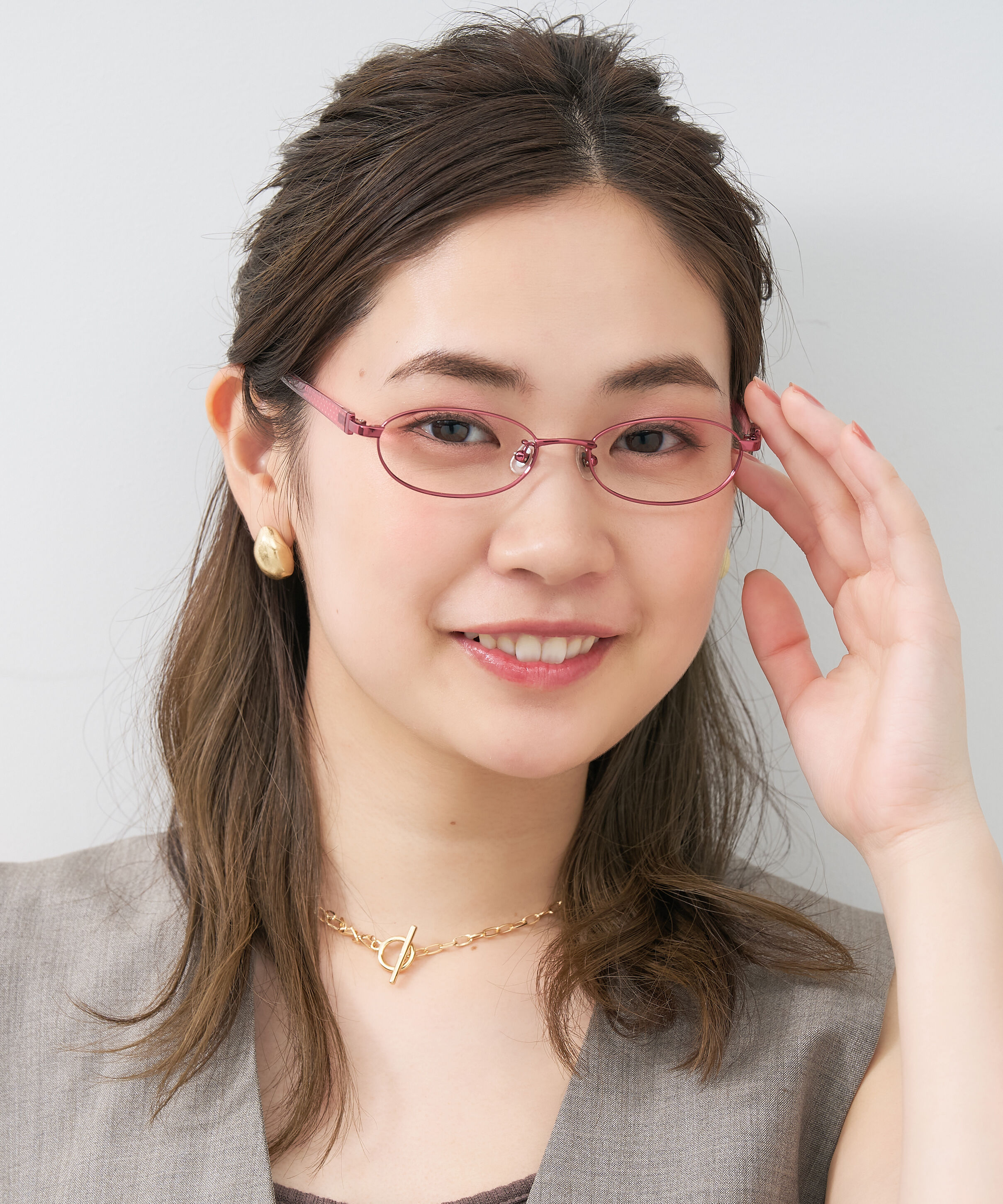  「【アウトレット価格】オーバル型 メガネ｜メタル&times;プラスチック ドット柄 水玉 可愛い レンズ交換券付き」|メガネ|