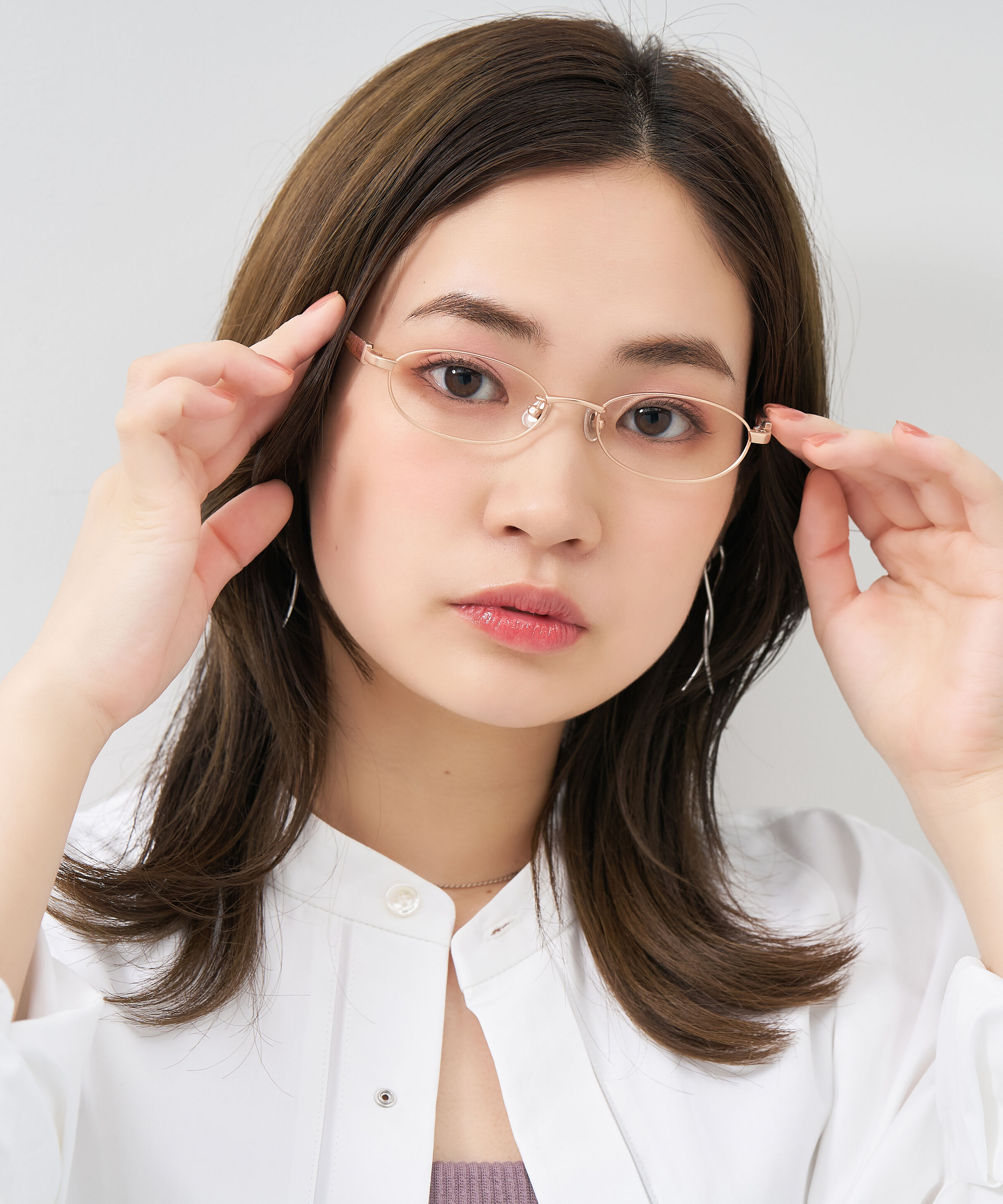  「【アウトレット価格】オーバル型 メガネ｜メタル&times;プラスチック ドット柄 水玉 可愛い レンズ交換券付き」|メガネ|