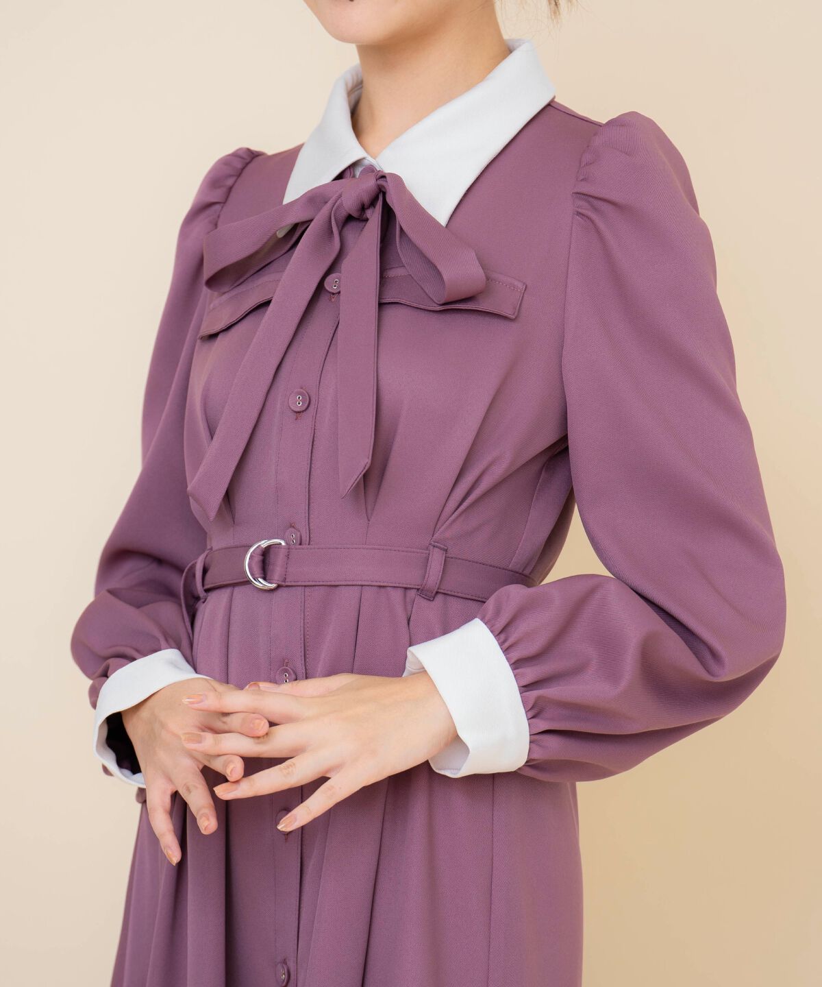 REDYAZEL「リボンタイパフスリーブワンピース」|ワンピース|