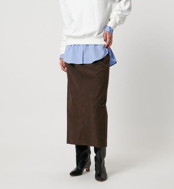 UNITED ARROWS「スエード ライク タイト スカート」|スカート|DK.BROWN