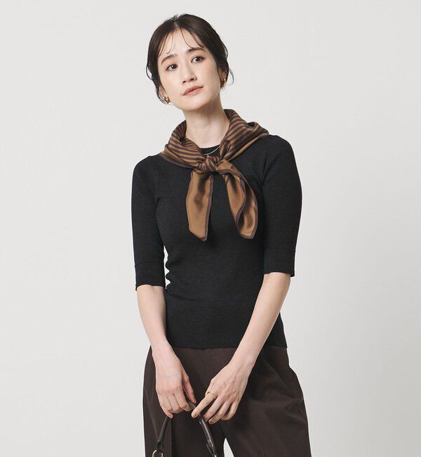 UNITED ARROWS「ハーフ スリーブ ニット」|ニット・セーター|DK.GRAY