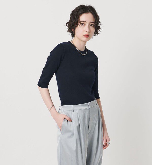 UNITED ARROWS「ハーフ スリーブ ニット」|ニット・セーター|NAVY