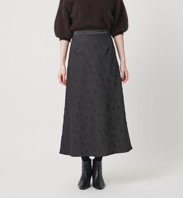 UNITED ARROWS「サテン フラワー ジャガード ロングスカート」|フレア|