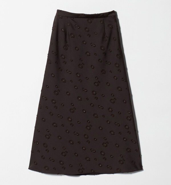 UNITED ARROWS「サテン フラワー ジャガード ロングスカート」|フレア|DK.BROWN