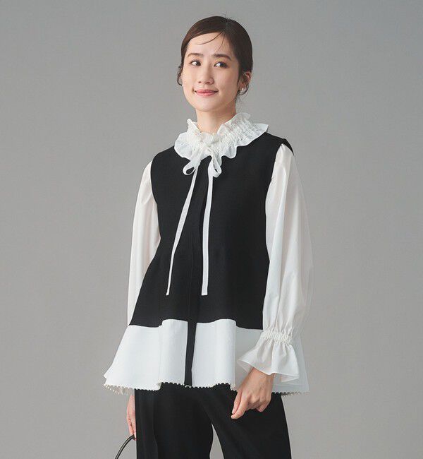 UNITED ARROWS「ペプラム ニットベスト」|ベスト・ジレ|BLACK