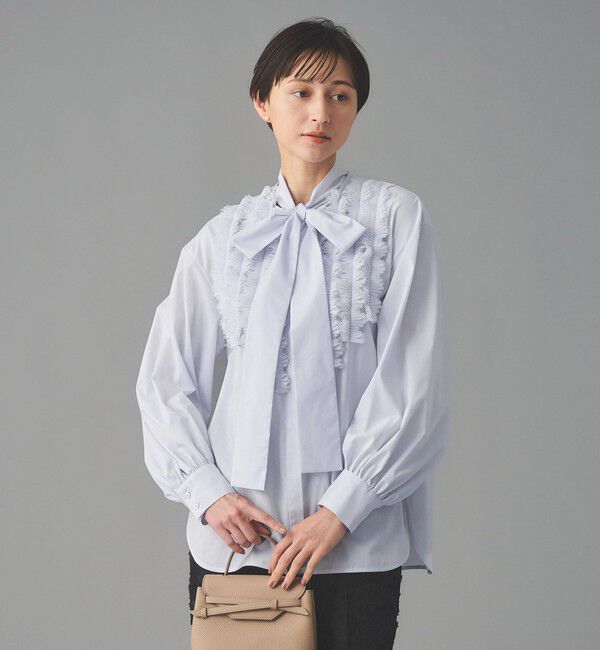 UNITED ARROWS「タックフリル ボウ ブラウス」|シャツ・ブラウス|