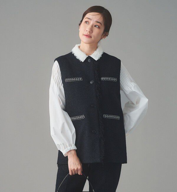 UNITED ARROWS「2トーン ツイードライク ベスト」|ベスト・ジレ|NAVY