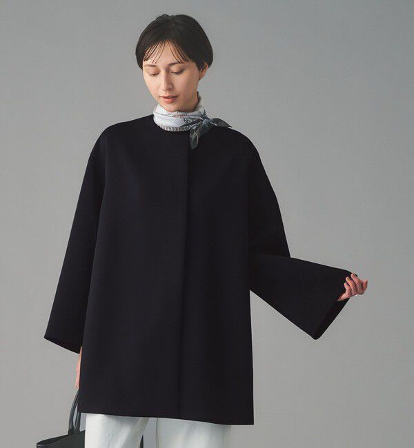 UNITED ARROWS「SPONGY Aライン ミドルコート」|ノーカラーコート|