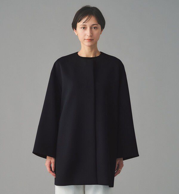 UNITED ARROWS「SPONGY Aライン ミドルコート」|ノーカラーコート|