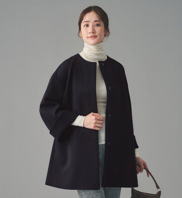 UNITED ARROWS「SPONGY Aライン ミドルコート」|ノーカラーコート|