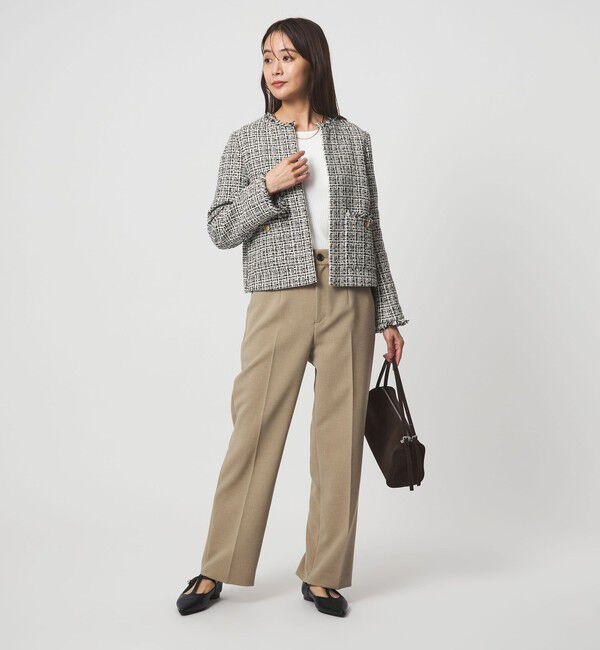 UNITED ARROWS green label relaxing「ツイードライク ノーカラー ジャケット」|ノーカラージャケット|