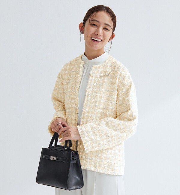 UNITED ARROWS green label relaxing「ファンシー ツイードライク ポケット ノーカラー ジャケット」|ノーカラージャケット|