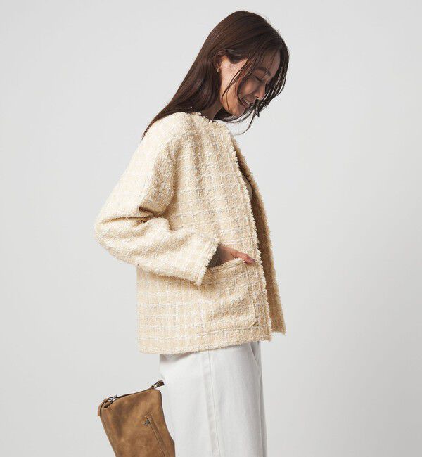 UNITED ARROWS green label relaxing「ファンシー ツイードライク ポケット ノーカラー ジャケット」|ノーカラージャケット|