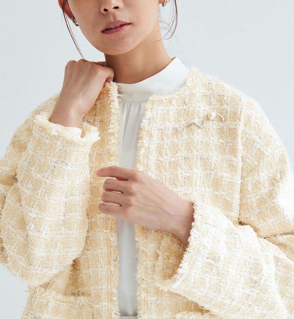 UNITED ARROWS green label relaxing「ファンシー ツイードライク ポケット ノーカラー ジャケット」|ノーカラージャケット|