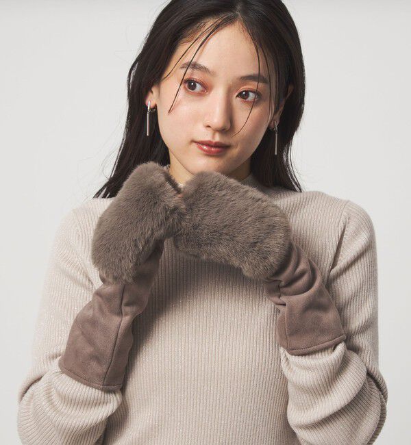 UNITED ARROWS green label relaxing「フェイクファー 切り替え アームウォーマー」|手袋|MOCA