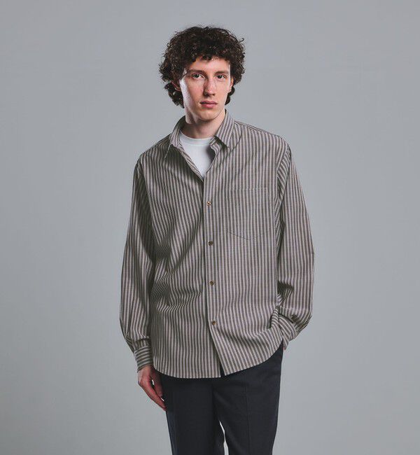 UNITED ARROWS green label relaxing「ウォッシャブル トロ パターン ジャストルーズ シャツ -ストレッチ-」|シャツ・ブラウス|DK.BROWN