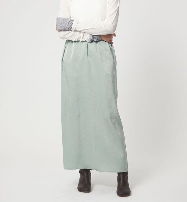 EMMEL REFINES「＜EMMEL REFINES＞EM ワッシャーVTG イージーサテンスカート」|スカート|LT.BLUE