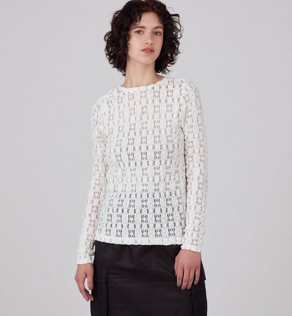 MACPHEE「コットンナイロンレース クルーネックプルオーバー」|Tシャツ・カットソー|