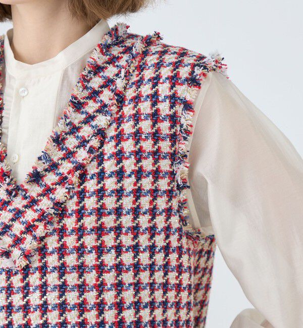 MACPHEE「メタリックツイード Vネックベスト」|ベスト・ジレ|
