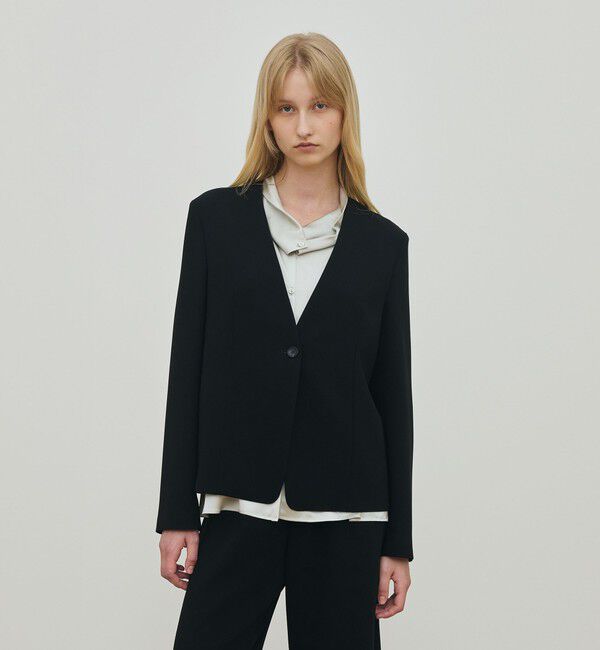 DES PRES「ライトダブルクロス ノーカラージャケット」|ノーカラージャケット|