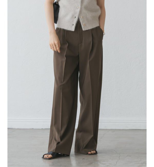 NOBLE「《追加》【洗える】エステルツイルストレッチスラックスパンツ 8」|スラックス|