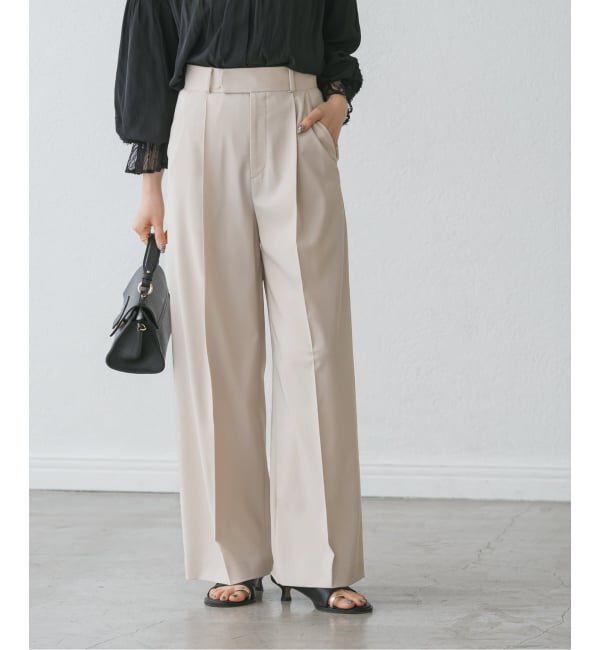 NOBLE「《追加》【洗える】エステルツイルストレッチスラックスパンツ 8」|スラックス|