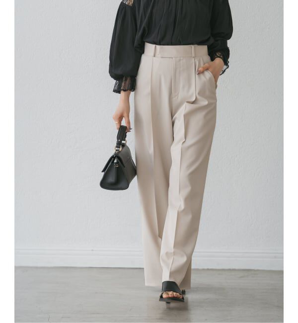 NOBLE「《追加》【洗える】エステルツイルストレッチスラックスパンツ 8」|スラックス|