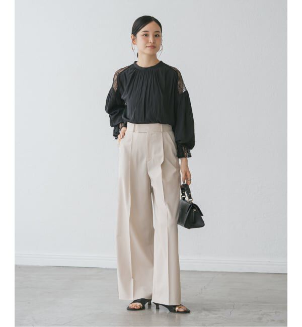 NOBLE「《追加》【洗える】エステルツイルストレッチスラックスパンツ 8」|スラックス|