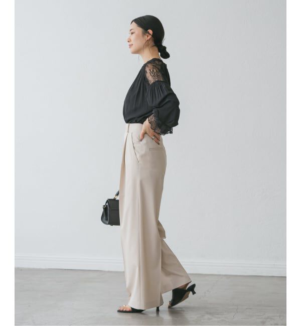 NOBLE「《追加》【洗える】エステルツイルストレッチスラックスパンツ 8」|スラックス|