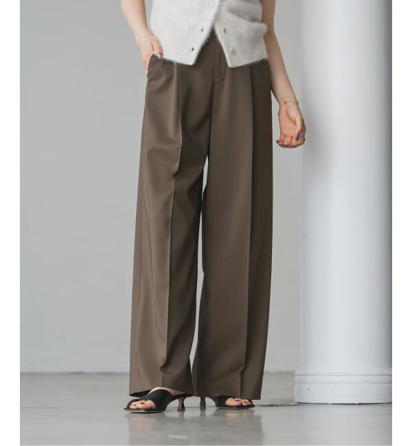 NOBLE「《追加》【洗える】エステルツイルストレッチスラックスパンツ 8」|スラックス|