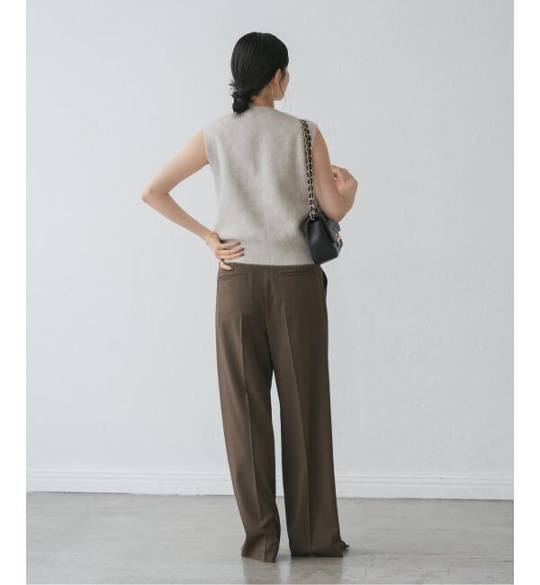 NOBLE「《追加》【洗える】エステルツイルストレッチスラックスパンツ 8」|スラックス|