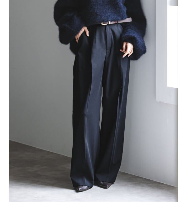 NOBLE「《追加》【洗える】エステルツイルストレッチスラックスパンツ 8」|スラックス|ネイビー