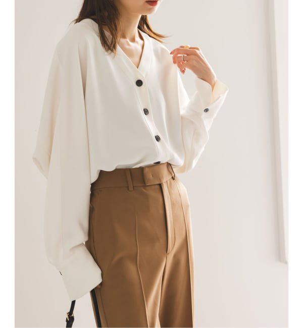 NOBLE「《追加》エステルダブルクロスカーデブラウス3」|シャツ・ブラウス|ホワイト A