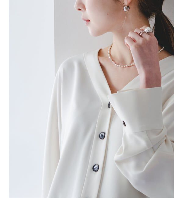 NOBLE「《追加》エステルダブルクロスカーデブラウス3」|シャツ・ブラウス|