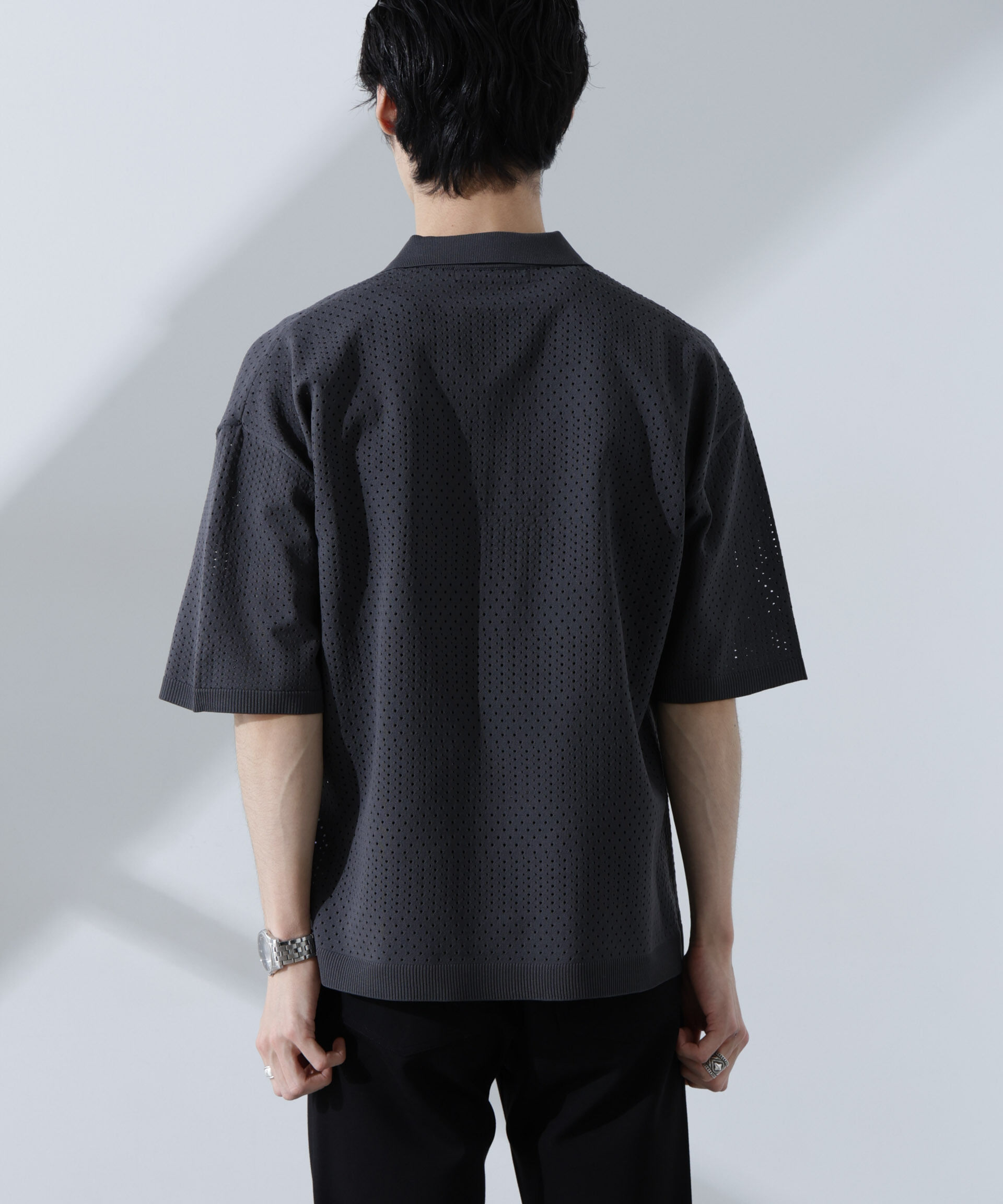 nano･universe「スキッパーテックニットポロシャツ/半袖」|ニット・セーター|