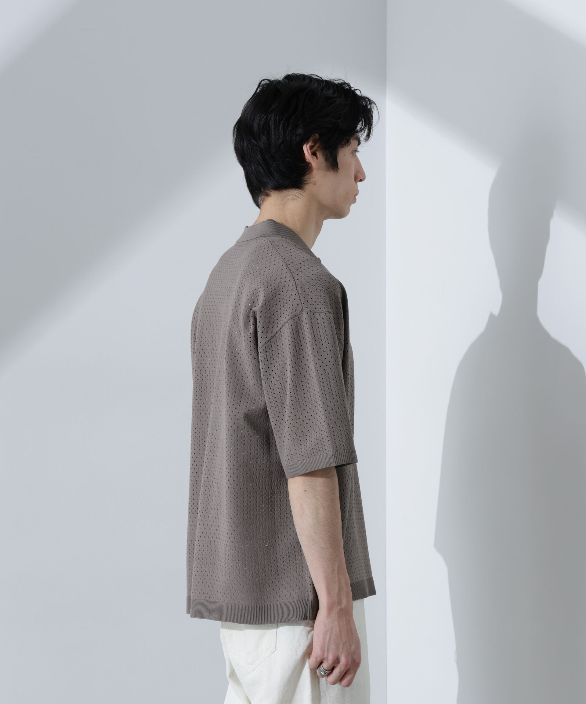 nano･universe「スキッパーテックニットポロシャツ/半袖」|ニット・セーター|