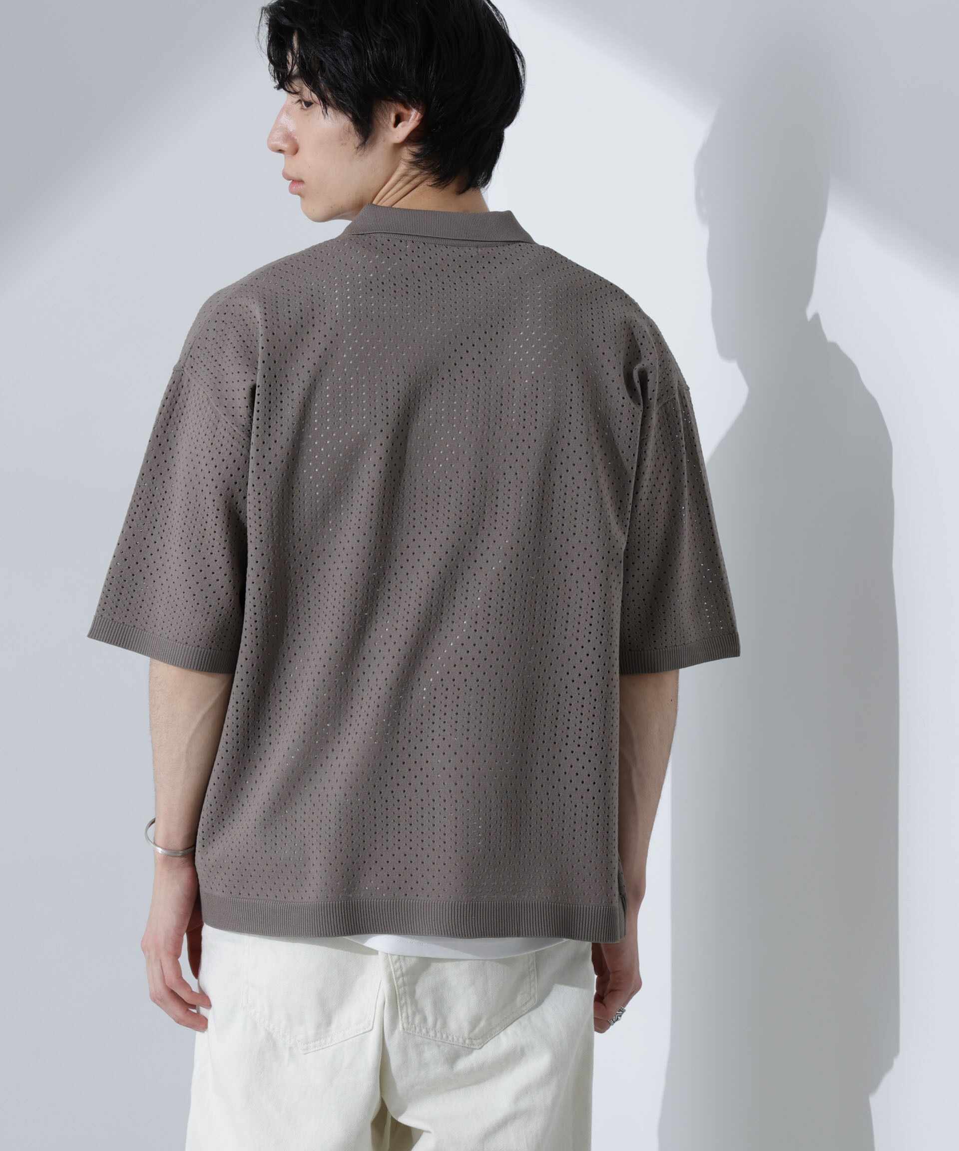 nano･universe「スキッパーテックニットポロシャツ/半袖」|ニット・セーター|