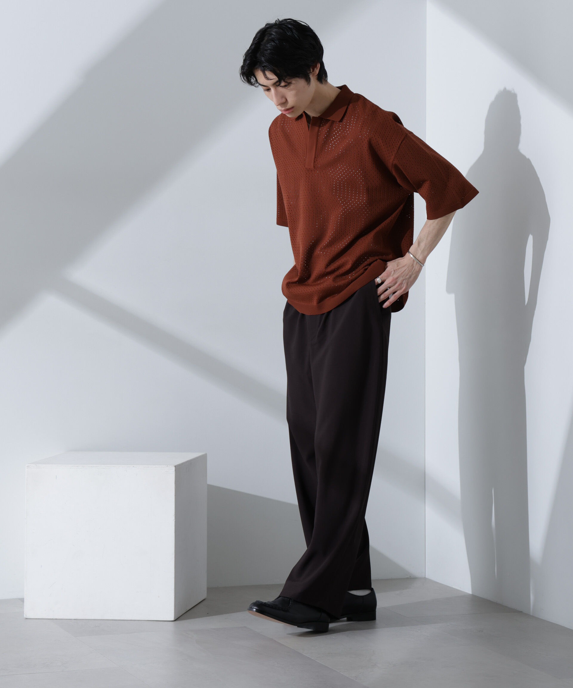 nano･universe「スキッパーテックニットポロシャツ/半袖」|ニット・セーター|